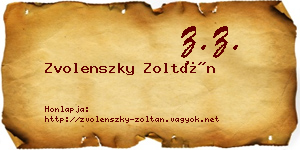 Zvolenszky Zoltán névjegykártya